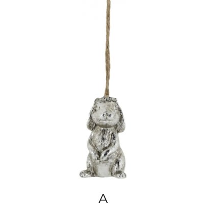 Chic Antique Závěsná velikonoční dekorace Rabbit Silver A, stříbrná barva, plast – Hledejceny.cz