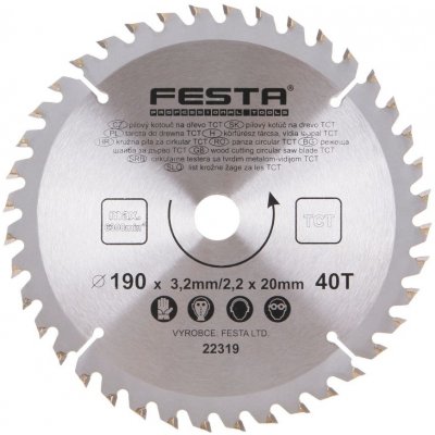 Festa Pilový kotouč s SK plátkem, 190 x 20 mm, 40 zubů, TCT, F22319 – Zboží Mobilmania