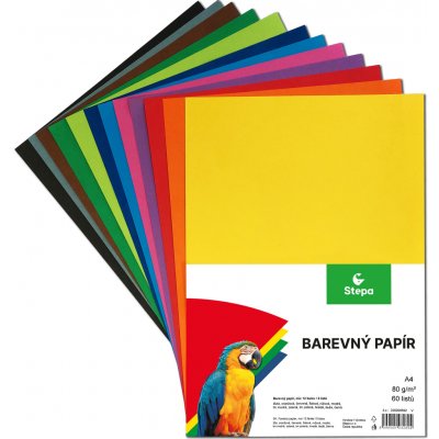 Stepa barevný papír A4 80 g mix 12 barev – Sleviste.cz