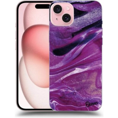 Pouzdro Picasee silikonové Apple iPhone 15 - Purple glitter čiré – Sleviste.cz