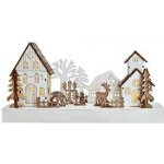 Solight LED vánoční vesnička 34x17cm dřevo 4 LED 2x AA – Zboží Dáma