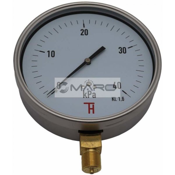 Měření voda, plyn, topení Thermis Manometr standardní 313 spodní ø160 mm, M20x1,5, 0-40 kPa 313M40