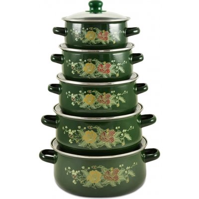 TIDAL Smaltované hrnce ZÁHRADA 1/1,5/2/3/4L 10ks zelené TD-3979 – Sleviste.cz