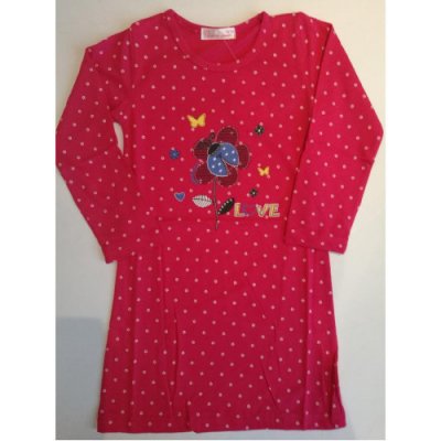 Dětská bavlněná noční košile s dlouhým rukávem kolekce beruška na kytičce červená – Zboží Mobilmania