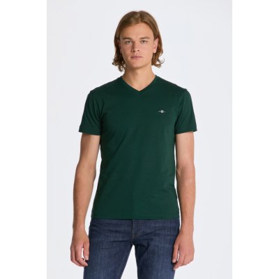 Gant tričko SLIM SHIELD V-NECK T-SHIRT zelená