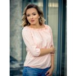 Šifónová splívající halenka s výstřihem carmen VS-DB 1847 meruňková – Zboží Dáma