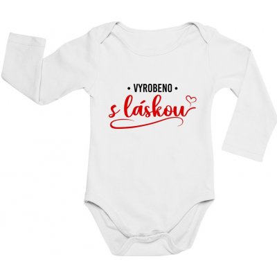 Dětské BODY Vyrobeno s láskou dlouhý rukáv potisk Černá Červená bodýčko BÍLÉ – Hledejceny.cz