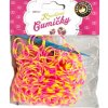 Loom Bands pletací gumičky pruhované růžovožluté 200ks + háček