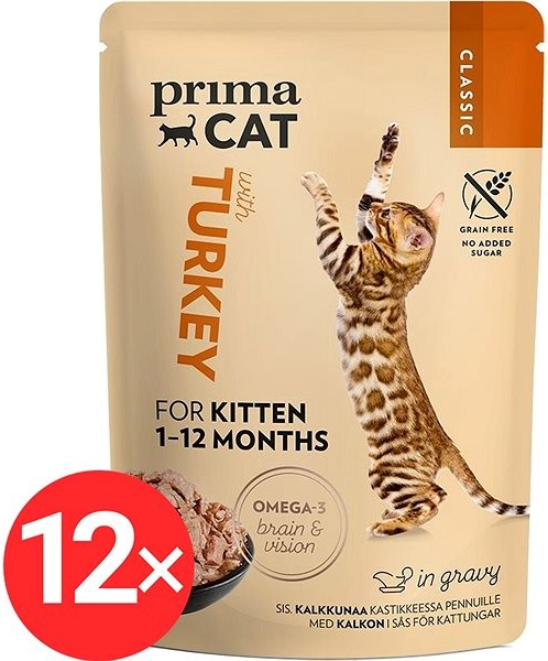 PrimaCat kotě filety s krůtím masem ve šťávě 12 x 85 g