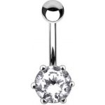 Šperky4U stříbrný piercing do pupíku se zirkonem BP01025-C – Zboží Mobilmania