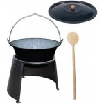 Kessel kotlík na guláš smalt 20 l chránič ohně kovové ohnisko vrchní průměr 44 cm smaltovaná poklice a vařečka smrk CLASSIC – Zboží Dáma