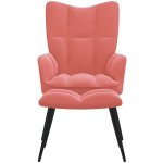 vidaXL 328088 relaxační se stoličkou růžové samet – Zboží Dáma