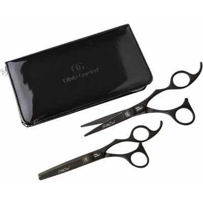 Olivia Garden SilkCut Pro Matt Black 575/635Matt Sada kadeřnických nůžek 5,75" a efilačních nůžek 6,35" – Zboží Mobilmania