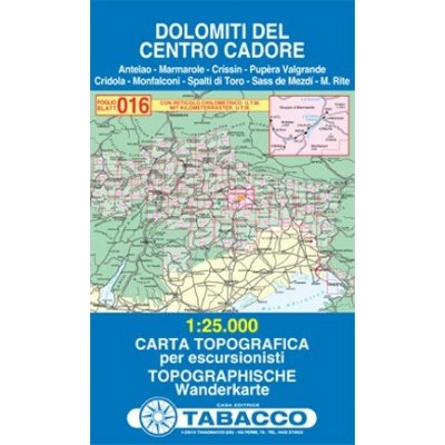 Dolomity oblast Cadore (Tabacco - 016) - turistická mapa | knihynahory.cz – Zboží Mobilmania