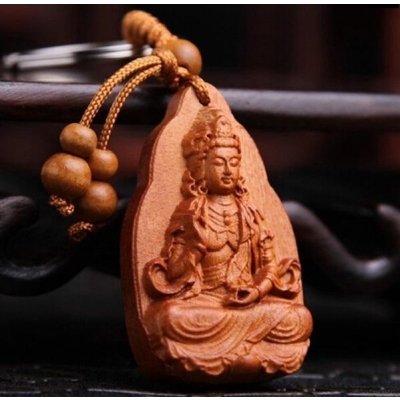 Přívěsek na klíče Blingstar Dřevěný Buddha Wood 1569 – Zboží Mobilmania