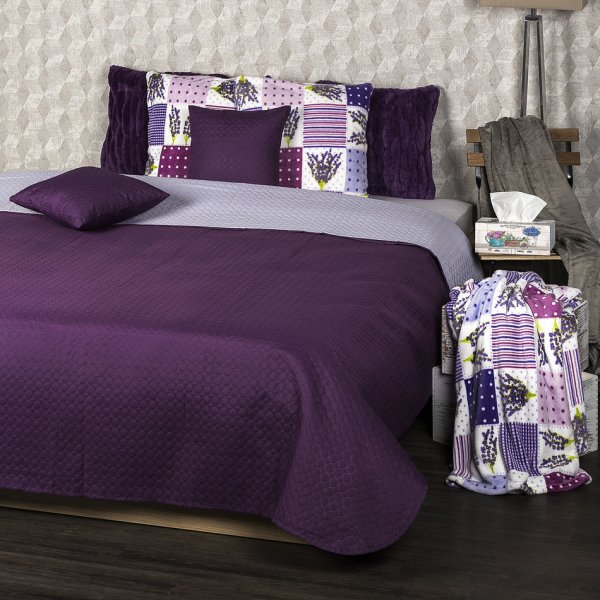 Přehoz 4Home přehoz na postel Doubleface fialová/světle fialová 220 x 240 cm, 2 ks 40 x 40 cm
