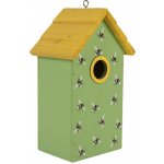 Zeleno-žlutá dřevěná ptačí budka se včelkami Birdhouse - 15*10*22 cm - Clayre & Eef – Hledejceny.cz