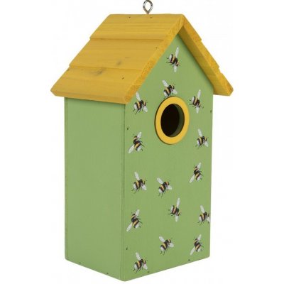 Zeleno-žlutá dřevěná ptačí budka se včelkami Birdhouse - 15*10*22 cm - Clayre & Eef – Hledejceny.cz