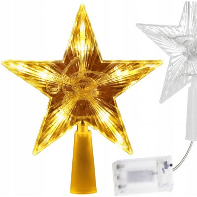 Vánoční HVĚZDIČKA na špičku stromku Springos, bílá, plastová, 17,5 cm, 10 LED – Hledejceny.cz