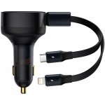 Baseus Enjoyment Retractable | Nabíječka do auta s kabelem 2 v 1 USB-C, Lightning pro iPhone 30W CGTX000001 – Hledejceny.cz