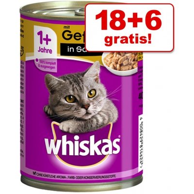 Whiskas 1+ drůbeží v omáčce 24 x 400 g