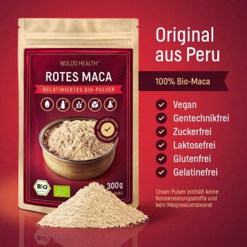 WoldoHealth® Maca červená BIO prášek 300 g