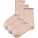 Vlnka 3 páry zdravotních bavlněných ponožek bez gumičky béžová – Zboží Dáma
