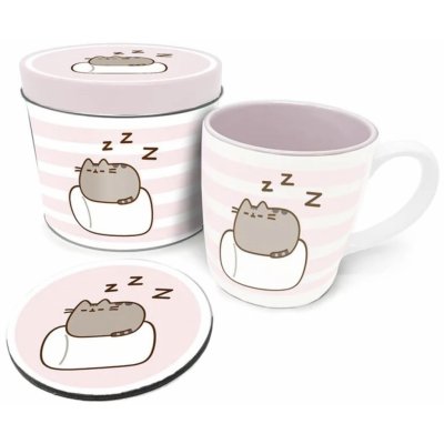 CurePink Dárkový set v plechové krabičce Pusheen Marshmallow hrnku GP85551 370 ml