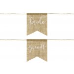PartyDeco Jutové vlaječky na židle Bride a groom 20 x 22 cm – Zboží Mobilmania