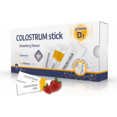 McePharma Colostrum stick prášek s jahodovou příchutí 30 sáčků – Hledejceny.cz