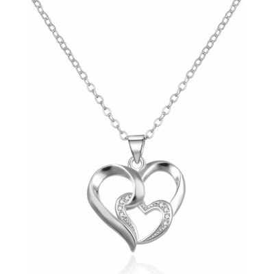 Agato Stříbrný náhrdelník s přívěskem dvojité srdce AGT-N027W – Zboží Mobilmania