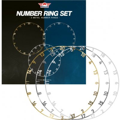 Číselník Bull's na sisalové terče zlatý, stříbrný a bílý - 3ks – Zboží Dáma