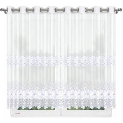 BytoTex Hotová záclona s výšivkou na kroužcích L1066 400x150 cm – Hledejceny.cz