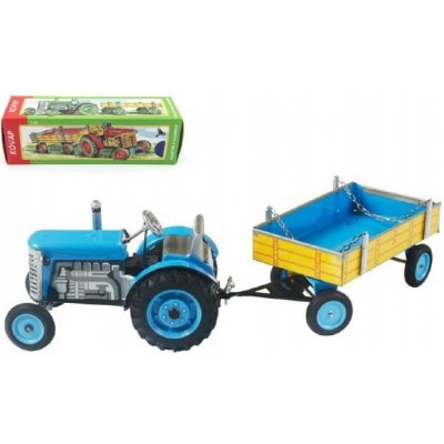 Kovap Traktor Zetor s valníkem - modrý, na klíček