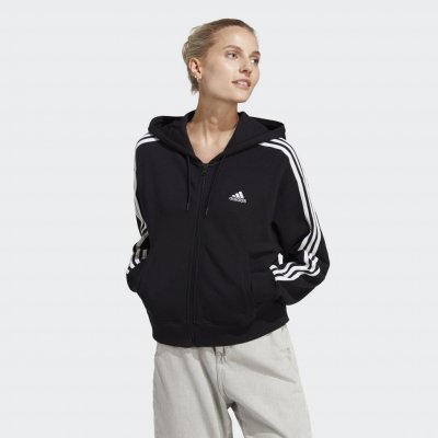 adidas Essentials 3-Stripes French Terry Bomber Full-Zip Hoodie bíločerná – Zboží Mobilmania