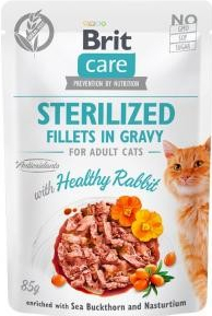 Brit Care Cat Sterilized Fillets in Gravy with Healthy Rabbit pouch new 85 g