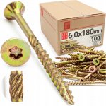Tesařské vruty 6x180 mm zápustná hlava Torx, 100 ks – Hledejceny.cz