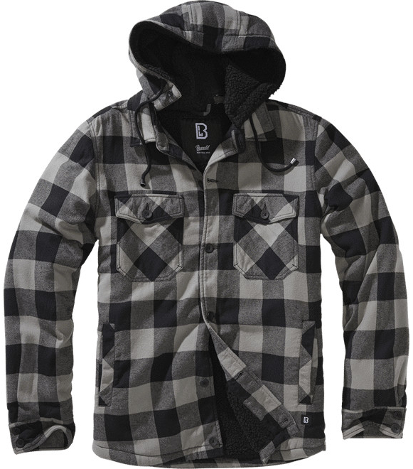 Brandit bunda Lumberjacket Hooded černá šedá