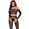 Dámská erotická souprava Souprava Leg Avenue Top, Suspender Hose and G-String