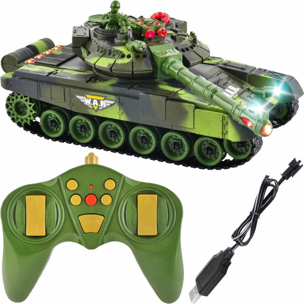 KIK RC válečný tank T-80 No.9993 green camo 2,4 GHz RTR 1:24