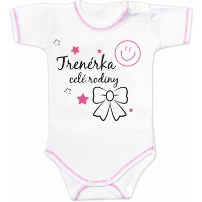 Body krátký rukáv s vtipným textem Baby Nellys Trenérka celé rodiny – Zboží Mobilmania
