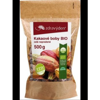 Zdravý den Kakaové boby Bio celé nepražené 500 g