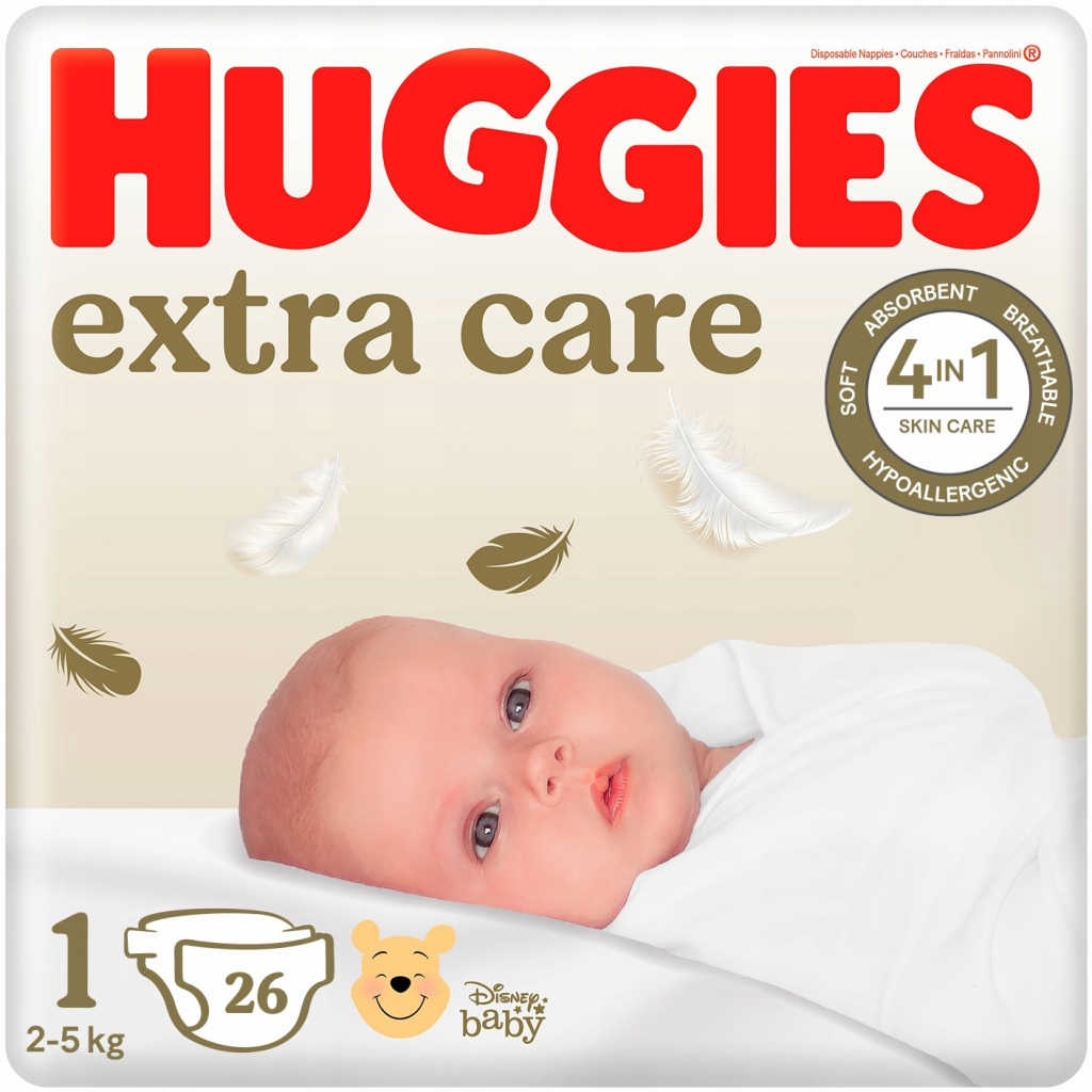 Huggies Extra Care 1 2-5 kg 26 ks