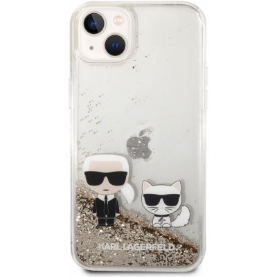 Pouzdro Karl Lagerfeld Liquid Glitter Karl and Choupette iPhone 14 Plus Gold – Zboží Mobilmania