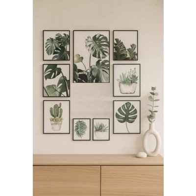 Monstera – Nástěnný obraz na plátně, 9 dílů, 20 x 15 cm – Hledejceny.cz