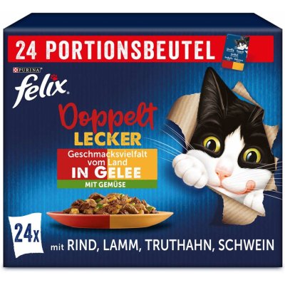 Felix Doppelt Lecker chutná tak dobře jak vypadá Pochoutka v želé se zeleninou z venkova 24 x 85 g – Zboží Mobilmania