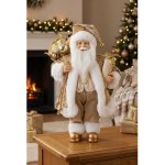 MagicHome Vianoce Dekorace MagicHome Vánoce, santa, textil, zlatý, 28x37x80 cm – Hledejceny.cz