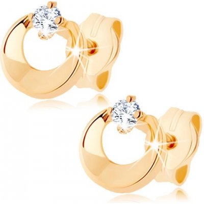 Šperky eshop briliantové ve žlutém zlatě kruh s výřezem a čirým diamantem BT501.22 – Zboží Mobilmania