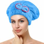 Beauty BQ22A Rychleschnoucí ručník na vlasy, čepice, 24x19cm, modrý – Zbozi.Blesk.cz