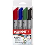 Kores Permanentní popisovač K-MARKER na flipcharty, kulatý hrot, mix 4 barev (černá, červená, modrá, zelená) – Sleviste.cz